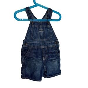 Oshkosh Blue Denim 100% Cotton Baby Short Overalls Size 18 Months